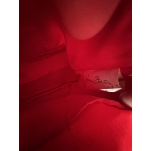 VERA BRADLEY SMALL TRIMMED VERA TOTE TANGO RED MICROFIBER RETIRED SIGNATURE - Picture 6 of 6